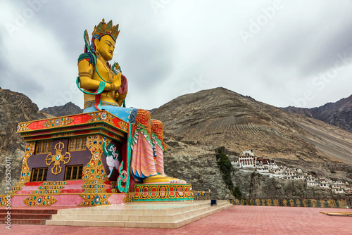 The Biggest Maitreya Buddha statue was build in 2006 at Diskit Monastery, Leh, Ladakh, India