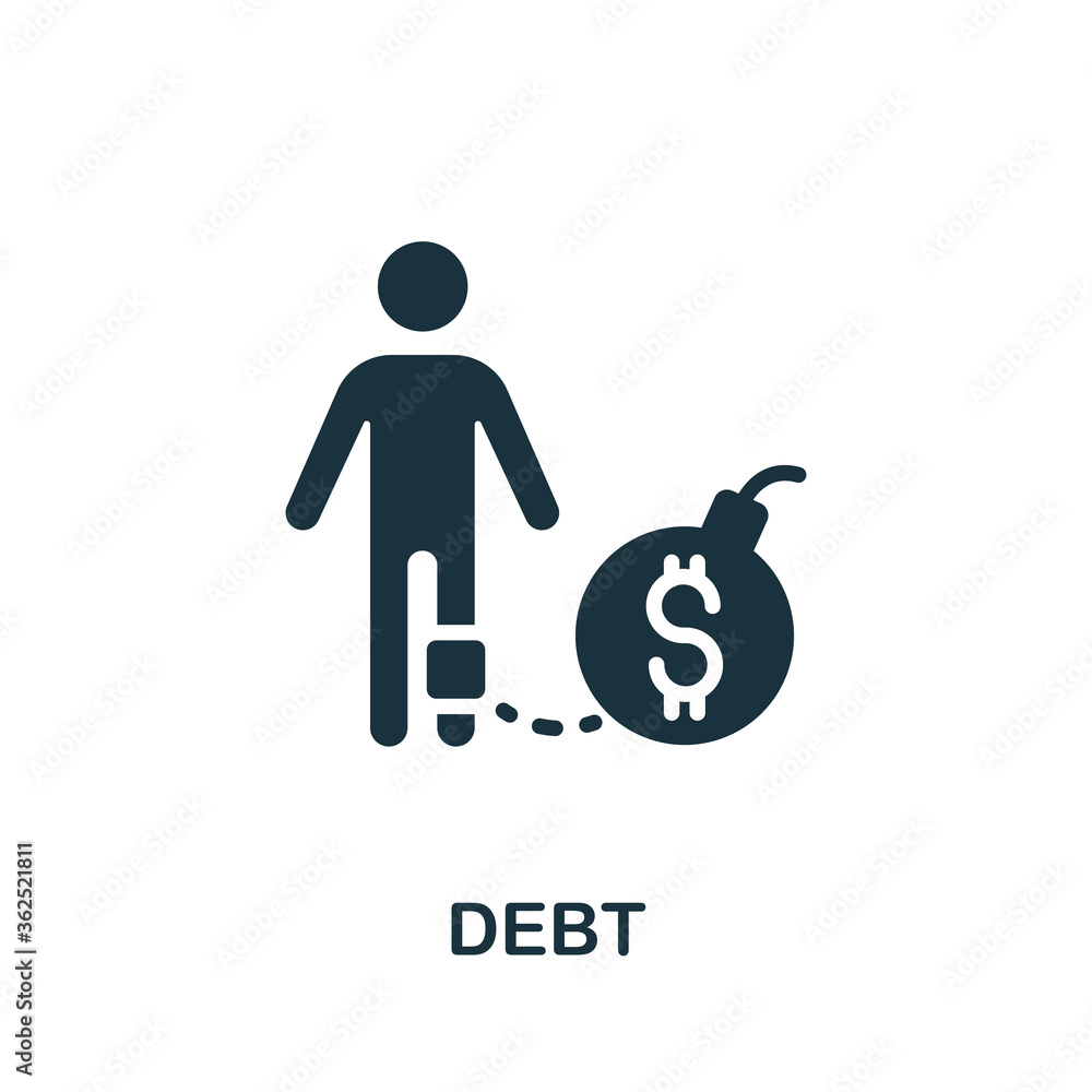 Debt icon. Simple element from Crisis collection. Creative Debt icon for web design, templates, infographics and more Debt icon. Simple element from Crisis collection. Creative Debt icon for web design, templates, infographics and more