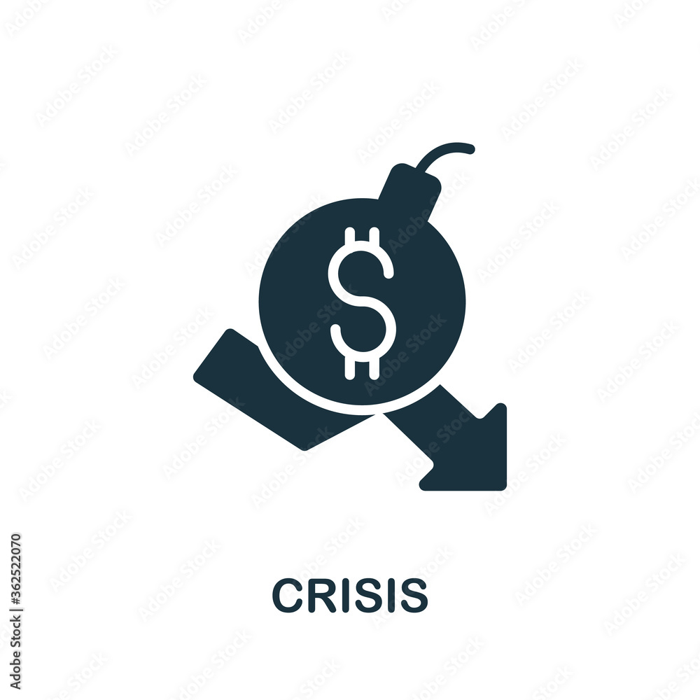 Fototapeta premium Crisis icon. Monochrome simple Crisis icon for templates, web design and infographics