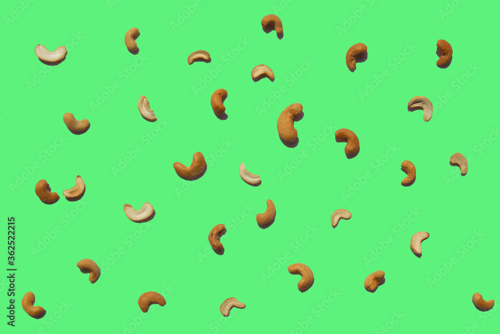 Green pastel cashew nut background , Seamless pattern