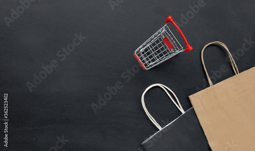 shopping concept. black friday background. space for text. flat lay