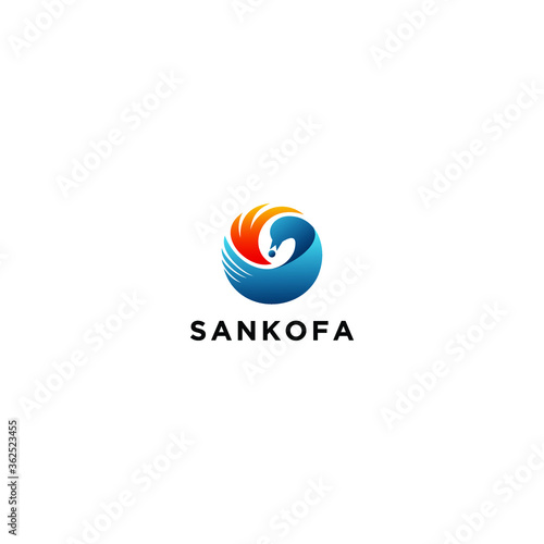 sankofa bird gradient logo vector