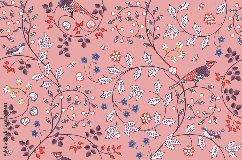 Floral Vintage Seamless Pattern Wit Birds For Retro Wallpapers Enchanted  Vintage Flowers Arts And Crafts Movement Inspired William Morris Style  Stock Illustration - Download Image Now - iStock