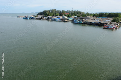 Viewpoint from Prasae Sin Bridge See the mouth of the river into the Thai sea in Rayong Province © Weerayuth