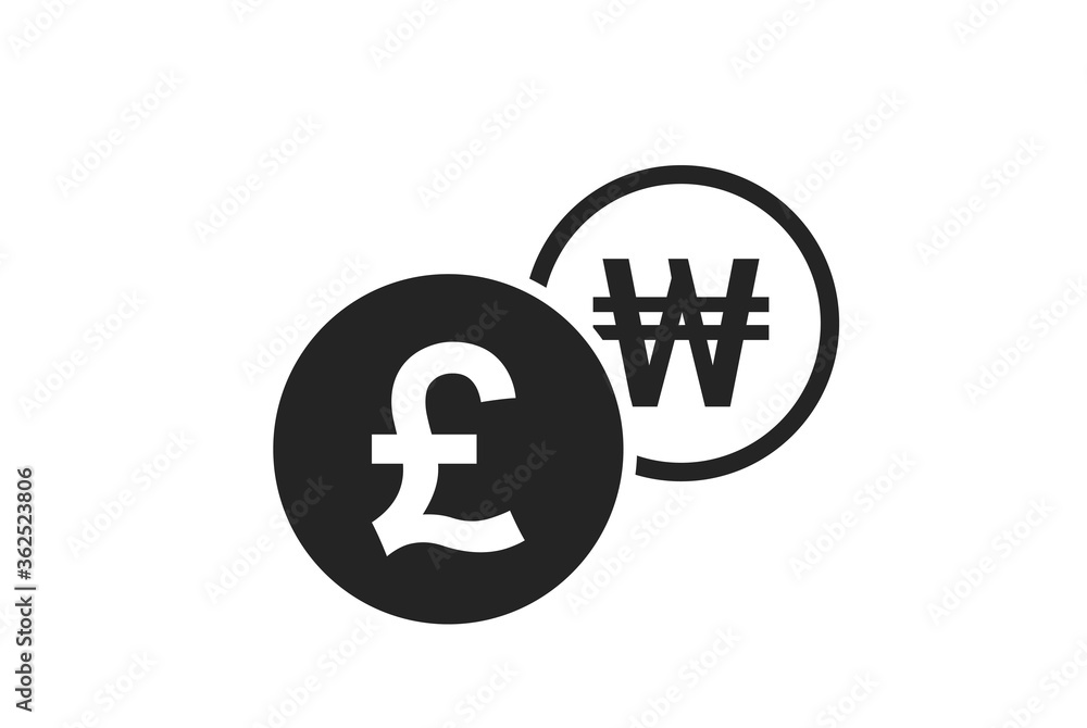 british pound to korean won currency exchange icon. banking transfer symbol british pound to korean won currency exchange icon. banking transfer symbol