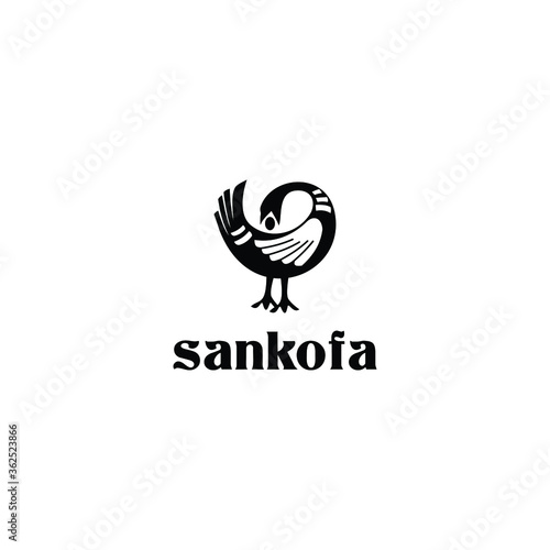 black sankofa bird symbol logo vector , photo