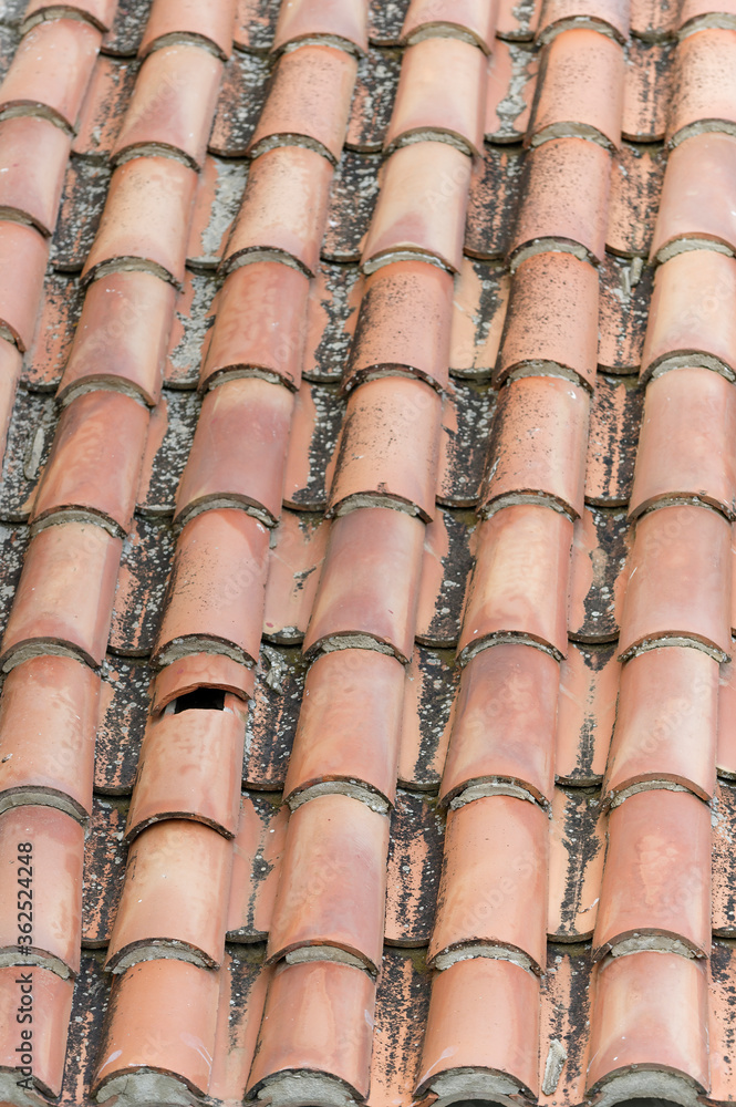 Close-up of a group of roof tiles on a row Close-up of a group of roof tiles on a row
