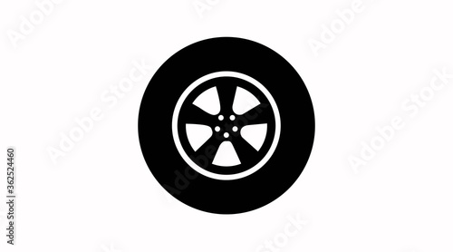 Vector Isolated Illustration of a Black Wheel Icon