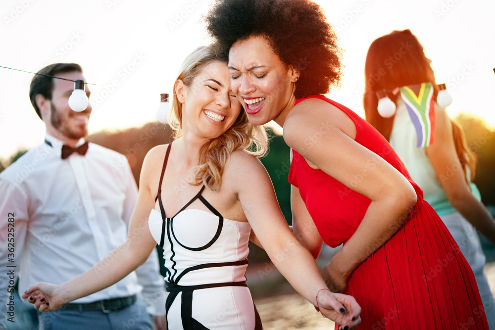 Diverse Ethnic Friendship Party Dance Leisure Happiness Concept Diverse Ethnic Friendship Party Dance Leisure Happiness Concept