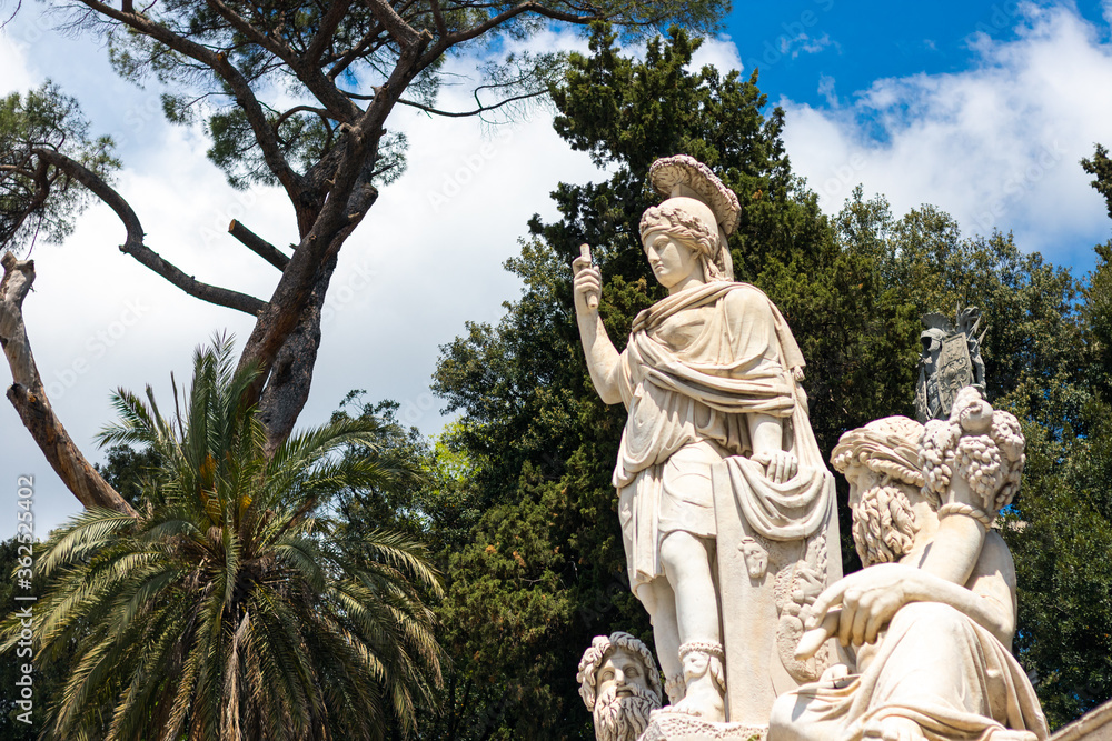 Statue on the famous Roman square Piazza del Popolo