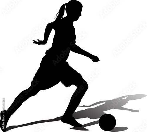 woman with a ball play soccer