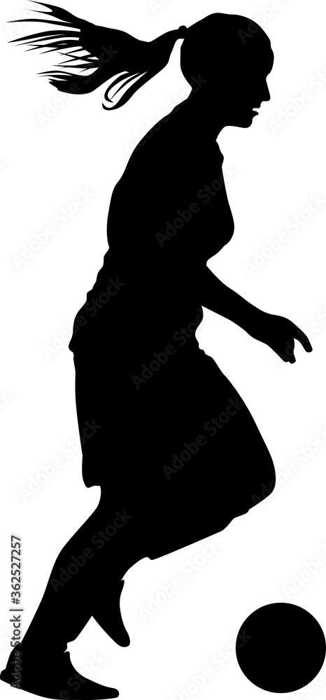 woman soccer player. girl soccer silhouette