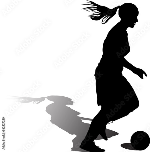 woman soccer player. girl soccer silhouette