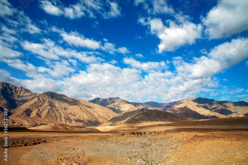 Beautiful himalayan view of ladakh region (Manali - Leh Road), Ladakh, Kashmir, India.