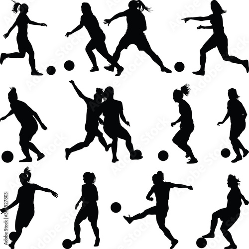 soccer women silhouette. girl player
