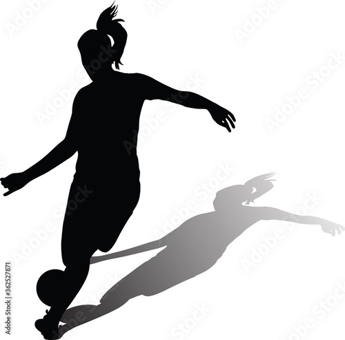 soccer women silhouette. girl player