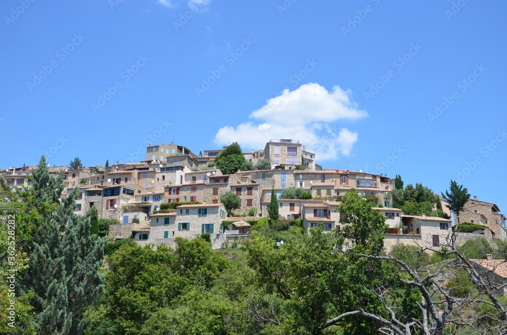 Sainte-Croix-du-Verdon village in Provence-Alpes-Côte d'Azur, France, Lac de Sainte-Croix, on lavender route near Valensole, a sunny day in summer