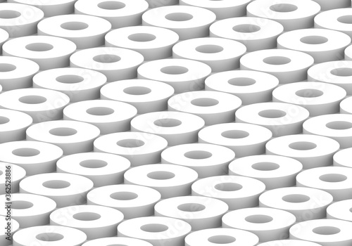 Fototapeta Naklejka Na Ścianę i Meble -  White circles. abstract rounds pattern for web template background, brochure cover or app. Material style. Geometric circles 3D render illustration.