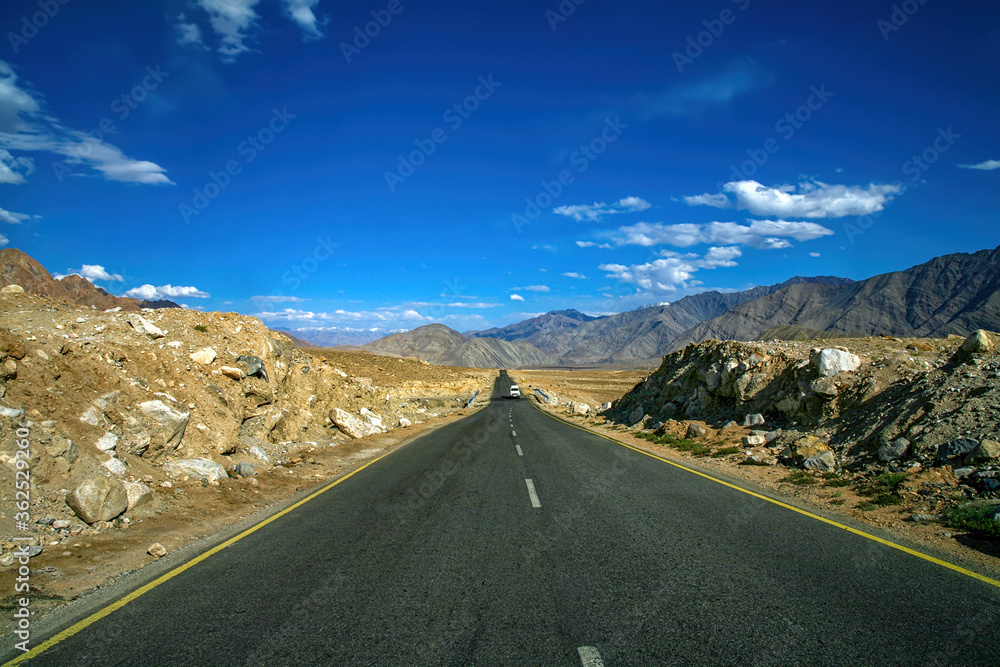 Hill is a gravity hill located near Leh in Ladakh, India Stock