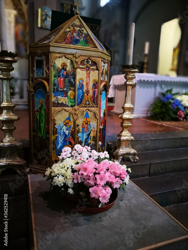 Beauty architecture. Artistic look in colours. Basilica Santa Maria Novella. Florence, Ita;y. photo