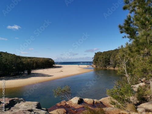 Beautiful view of Wattamolla creek and Wattamolla breach, Royal National Park, New South Wales, Australia