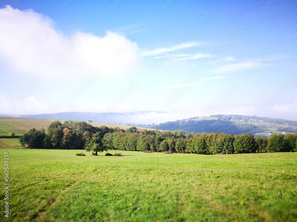 Polish village beauty landscape. Nature view in Lanckorona, Poland.