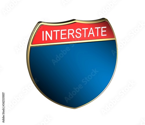 Interstate sign. Blank American Interstate Highway sign.