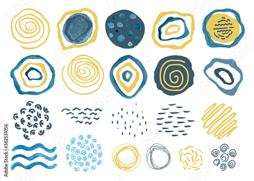 Set of hand drawn creative elements.Abstract shapes and Doodle objects.Modern trendy vector illustration.