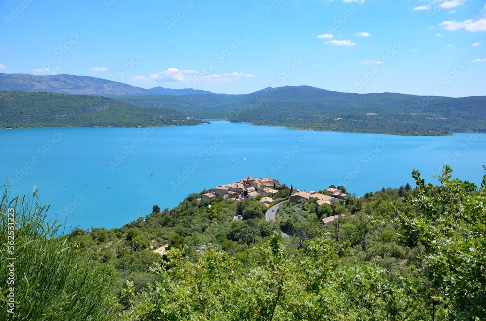 Sainte-Croix-du-Verdon village in Provence-Alpes-Côte d'Azur, France, Lac de Sainte-Croix, on lavender route near Valensole