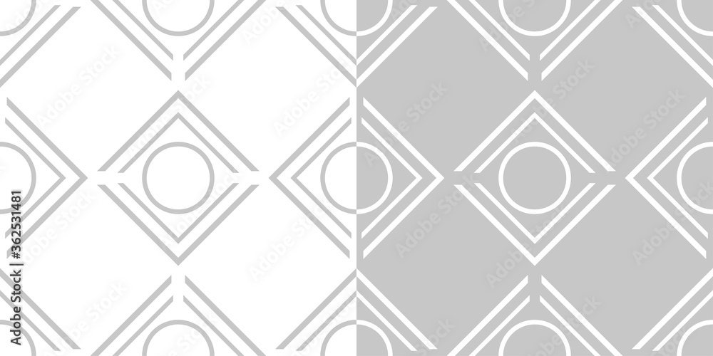 Fototapeta premium Gray and white geometric seamless backgrounds. Compilation of patterns
