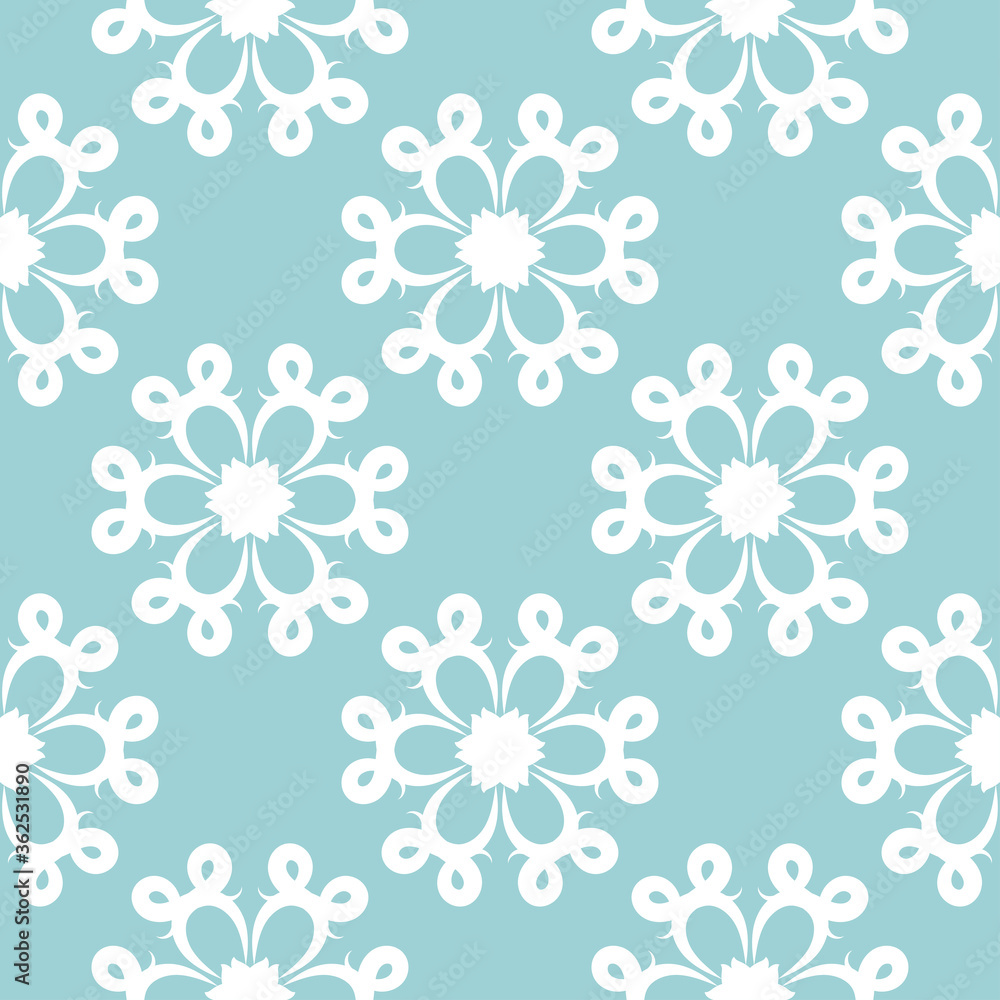Naklejka premium Floral seamless pattern. White design on blue background