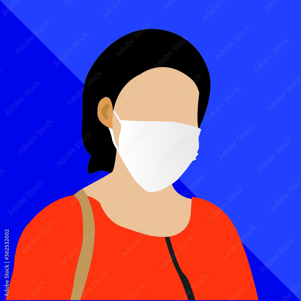 Coronavirus masks use flat  vector illustrations. women use in masks isolated cartoon character Covid19 .
