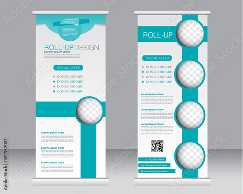 Roll up banner stand template. Abstract background for design,  business, education, advertisement.
