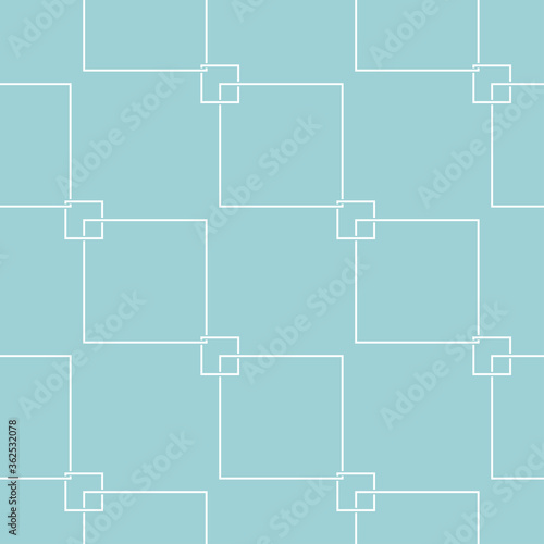 Geometric square seamless pattern. White design on blue background