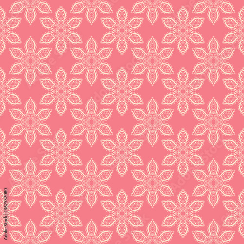 Pink background with beige indian seamless pattern