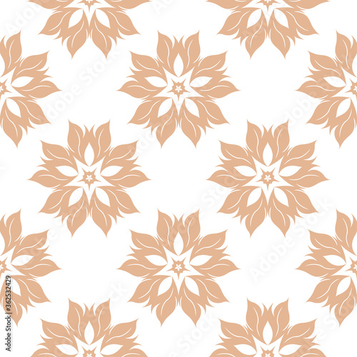 Floral beige and white seamless pattern. Background with flowers