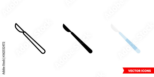 Scalpel icon of 3 types. Isolated vector sign symbol.