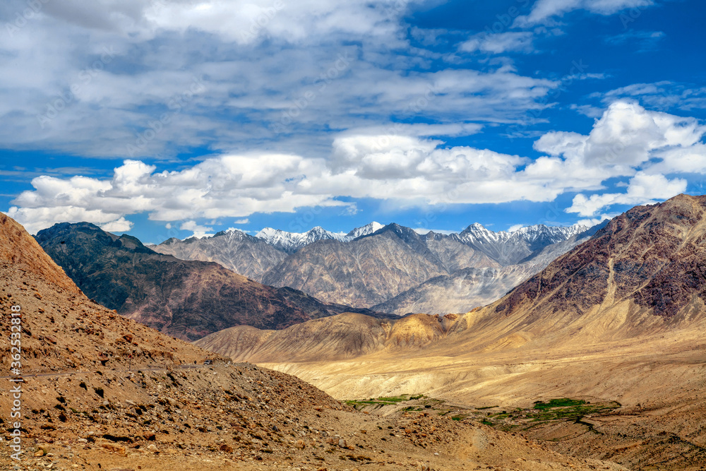 Beautiful Scenery on the way to the Nubra Valley, leh ladakh, jammu and kashmir, India