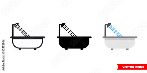 Shower icon of 3 types. Isolated vector sign symbol.