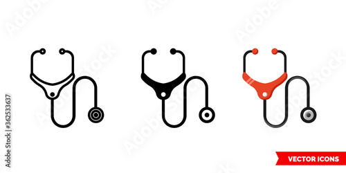 Stethoscope icon of 3 types. Isolated vector sign symbol.