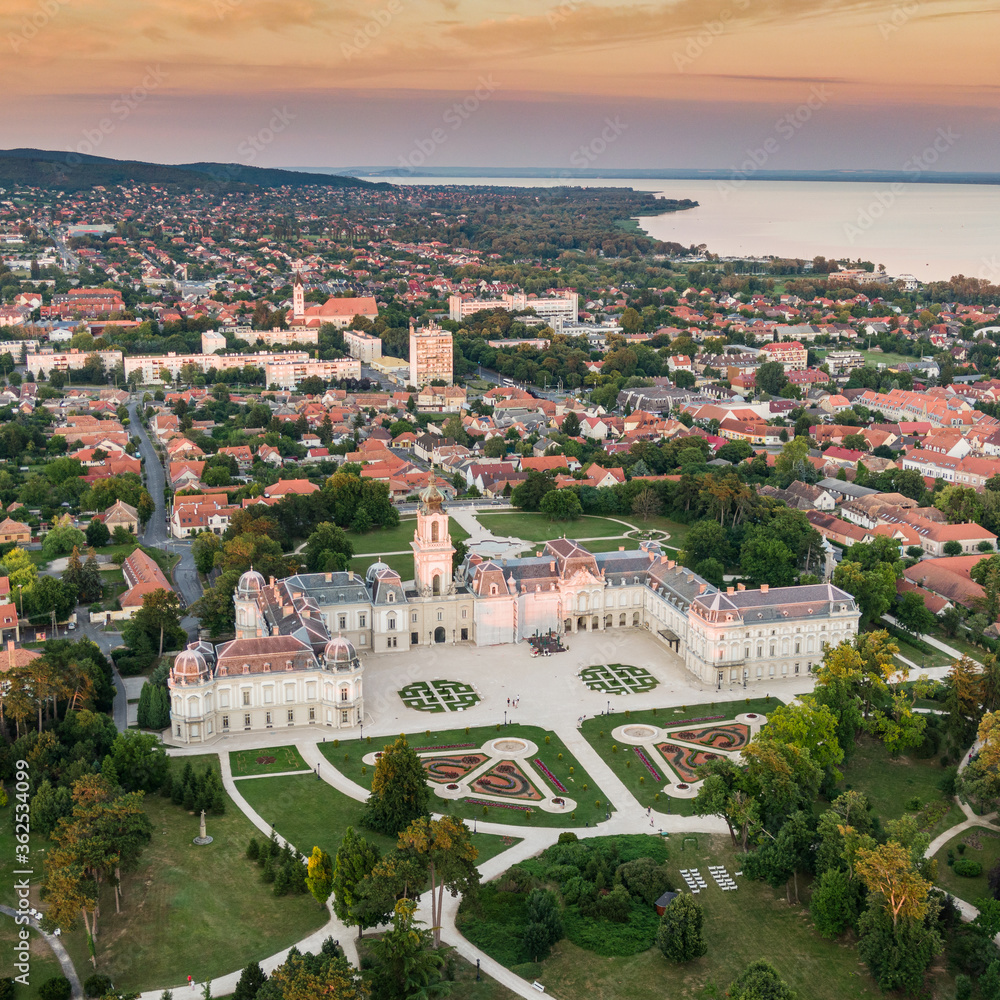Aerial phooto of Festetics Castle in Keszthely