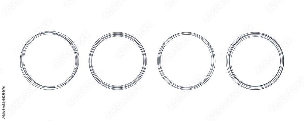 Set of Circle Shapes. Hand Drawn Circles in Lines Style isolated on White Background. Flat Vector Decorative Design Template Elements. Set of Circle Shapes. Hand Drawn Circles in Lines Style isolated on White Background. Flat Vector Decorative Design Template Elements.