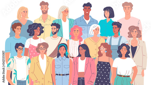different young people cartoon characters vector illustration