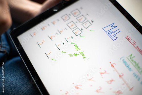 Maths homework on tablet ipad