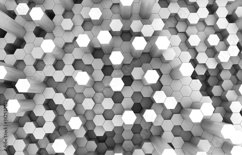 Duo tone hexagon 3D background texture. 3d rendering illustration. Futuristic abstract background.