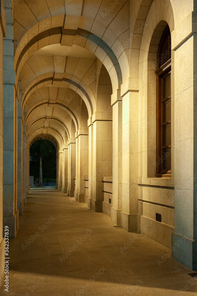 Classical corridor of historical building. Classical architecture background