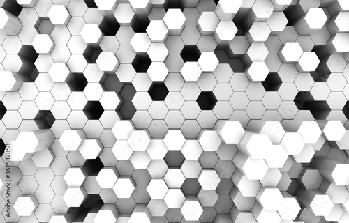 Duo tone hexagon 3D background texture. 3d rendering illustration. Futuristic abstract background.