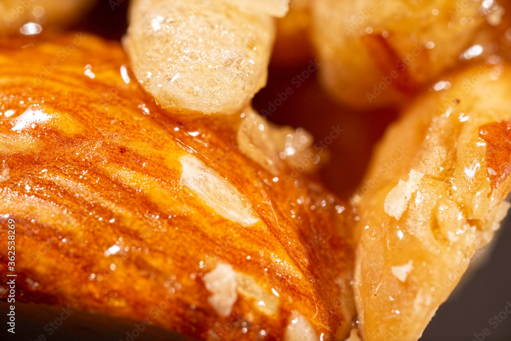 Ultra macro photo of a gourmet nut bar Ultra macro photo of a gourmet nut bar