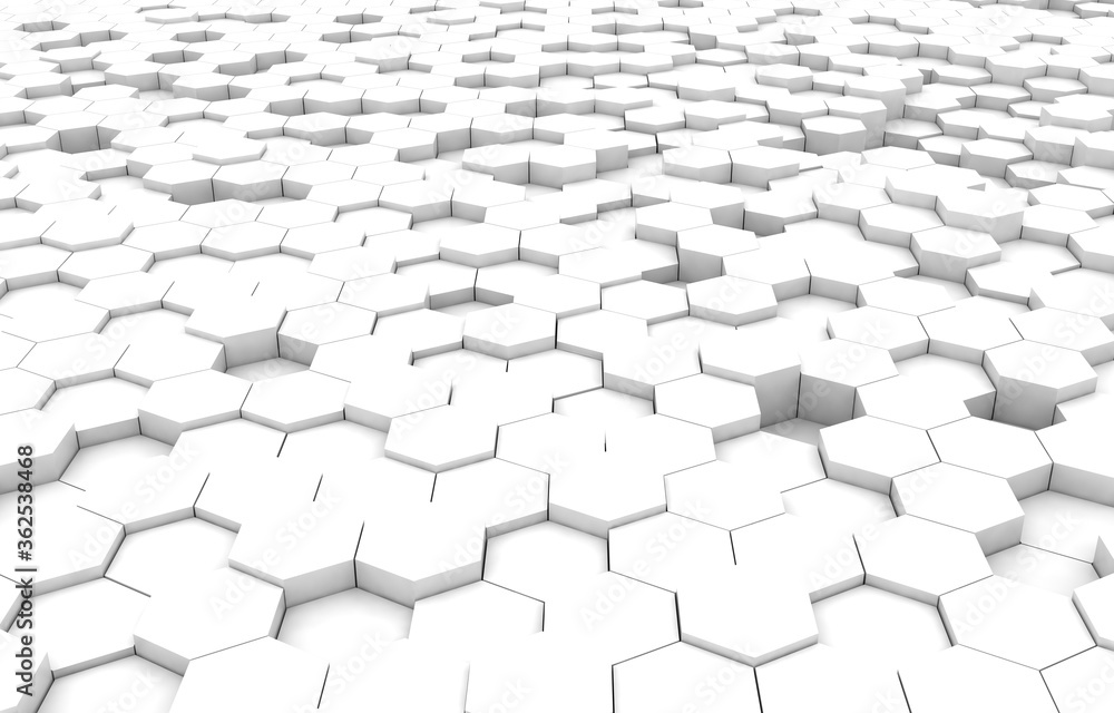 Fototapeta premium Duo tone hexagon 3D background texture. 3d rendering illustration. Futuristic abstract background.