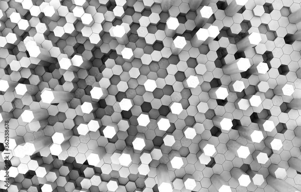 Duo tone hexagon 3D background texture. 3d rendering illustration. Futuristic abstract background. Duo tone hexagon 3D background texture. 3d rendering illustration. Futuristic abstract background.
